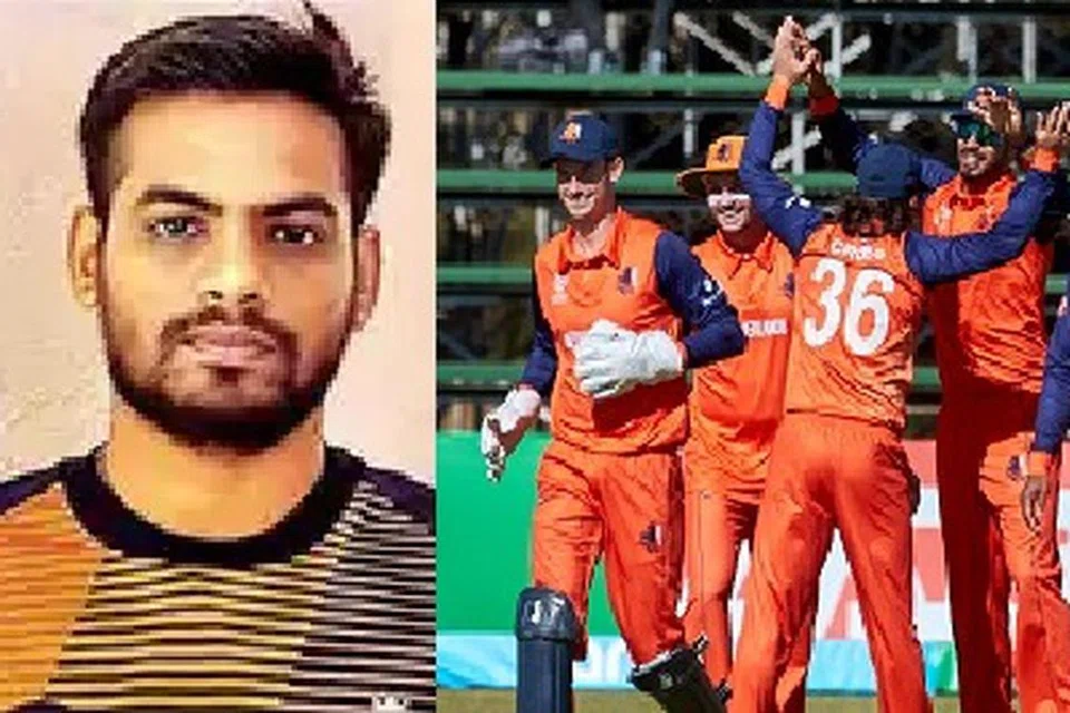 நெதர்லாந்து அணியின் வலைப்பயிற்சிக்குக் கைகொடுக்கும் லோகேஷ் குமார், 29.