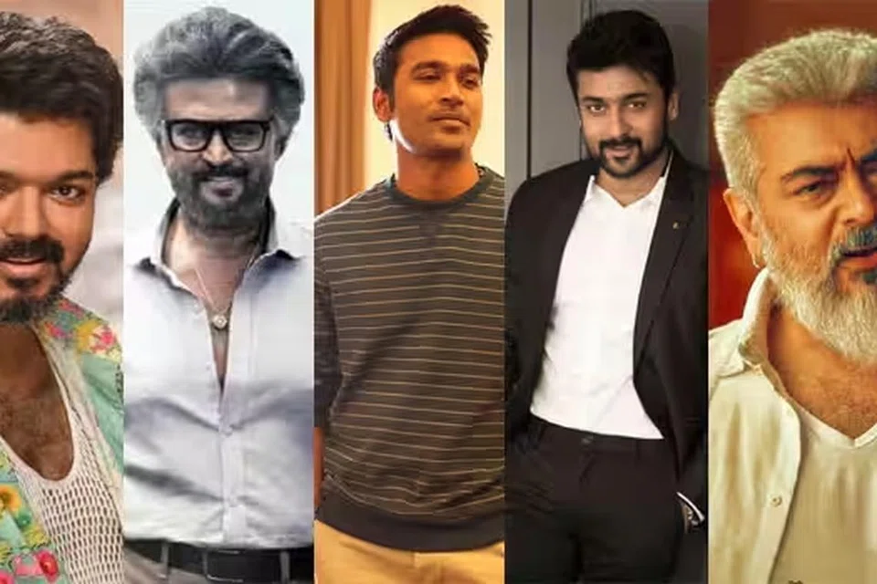 (இடமிருந்து) விஜய், ரஜினி, தனுஷ், சூர்யா, அஜித்.