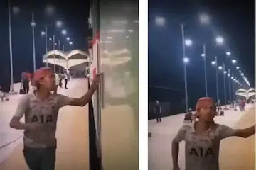 ரயிலைத் துரத்திச் செல்லும் வியாபாரி.