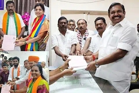 இறுதிநாளான திங்கட்கிழமை (ஏப்ரல் 6) வேட்புமனுத் தாக்கல் செய்த அரசியல் கட்சித் தலைவர்கள் சிலர்.
