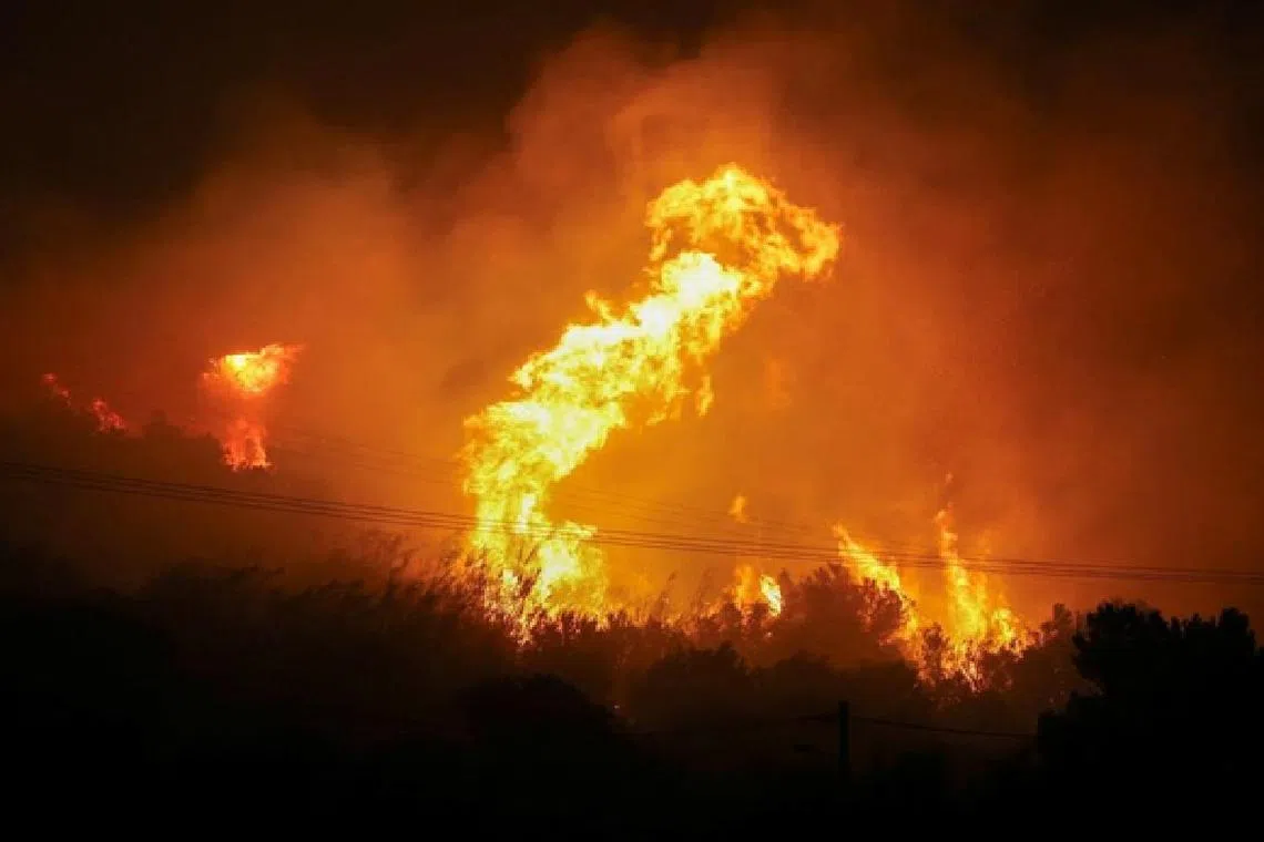 கிரேக்கத்தில் காட்டுத்தீ; போராடும் தீயணைப்பாளர்கள்