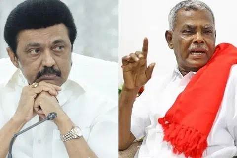 முதல்வர் ஸ்டாலின், பெ. சண்முகம்.