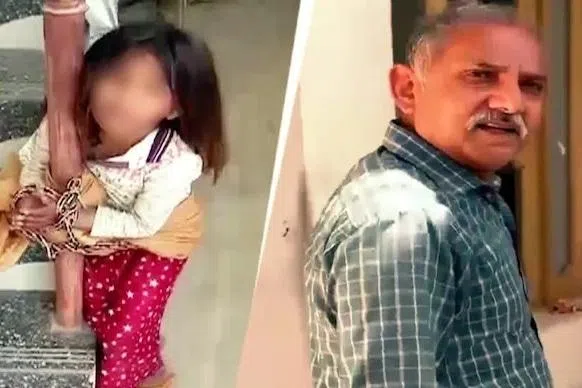 கொய்யாப்பழம் பறித்த சிறுமியை சங்கிலியில் கட்டி வைத்து அடித்த முன்னாள் ராணுவ வீரர்