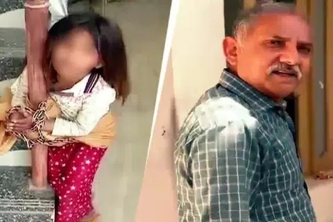 மரத்தில் இருந்து கொய்யாப்பழம் பறித்த சிறுமியை  சங்கிலியால் கட்டி வைத்து மனிதாபிமானமற்ற முறையில் அடித்த ஓய்வுபெற்ற ராணுவ வீரர்.