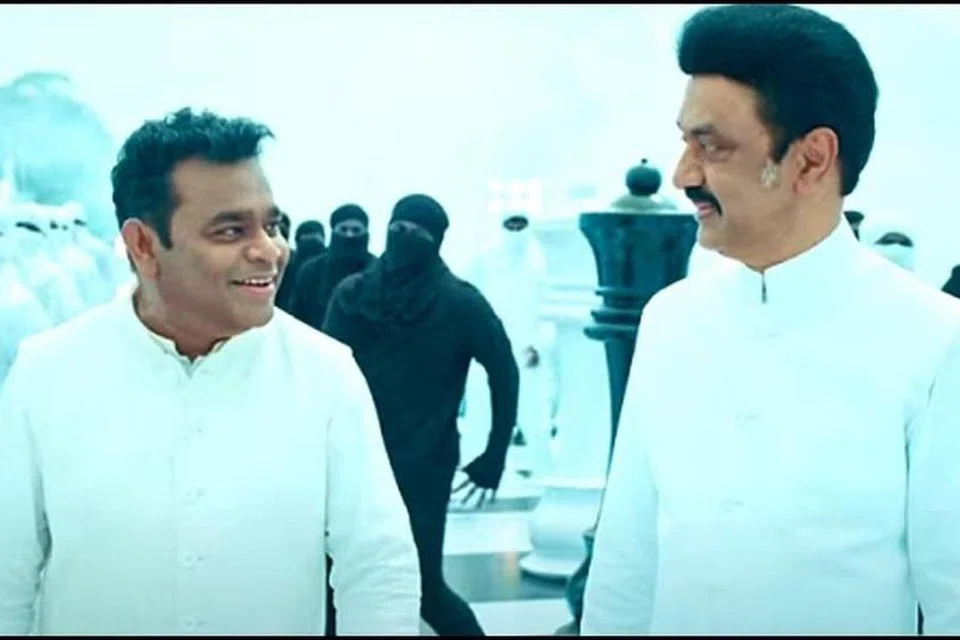 இசையமைப்பாளர் ஏ.ஆர். ரஹ்மான், தமிழக முதல்வர் ஸ்டாலின். 