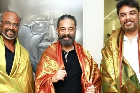 ‘தலைவர் 173’ படம் பற்றி அறிவித்தபோது ரஜினி, கமல், சுந்தர் சி எடுத்துக்கொண்ட படம்.