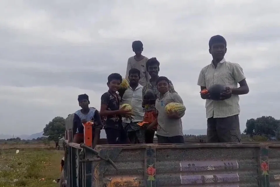 வாகனங்களில் வந்து தர்பூசணிப் பழங்களை அள்ளிச் சென்ற மக்கள்.