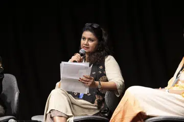 நிகழ்ச்சியில் பங்கேற்றுப் பேசிய மாயா டான்ஸ் தியேட்டரைச் சேர்ந்த கவிதா கிரு‌ஷ்ணன்.