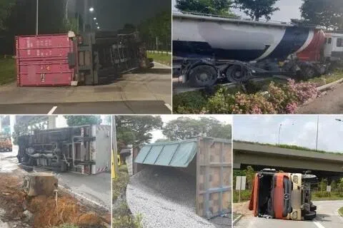 கவனக்குறைவால் சேதம், இடையூறு: ஐந்து கனரக வாகன ஓட்டுநர்கள் மீது குற்றச்சாட்டு