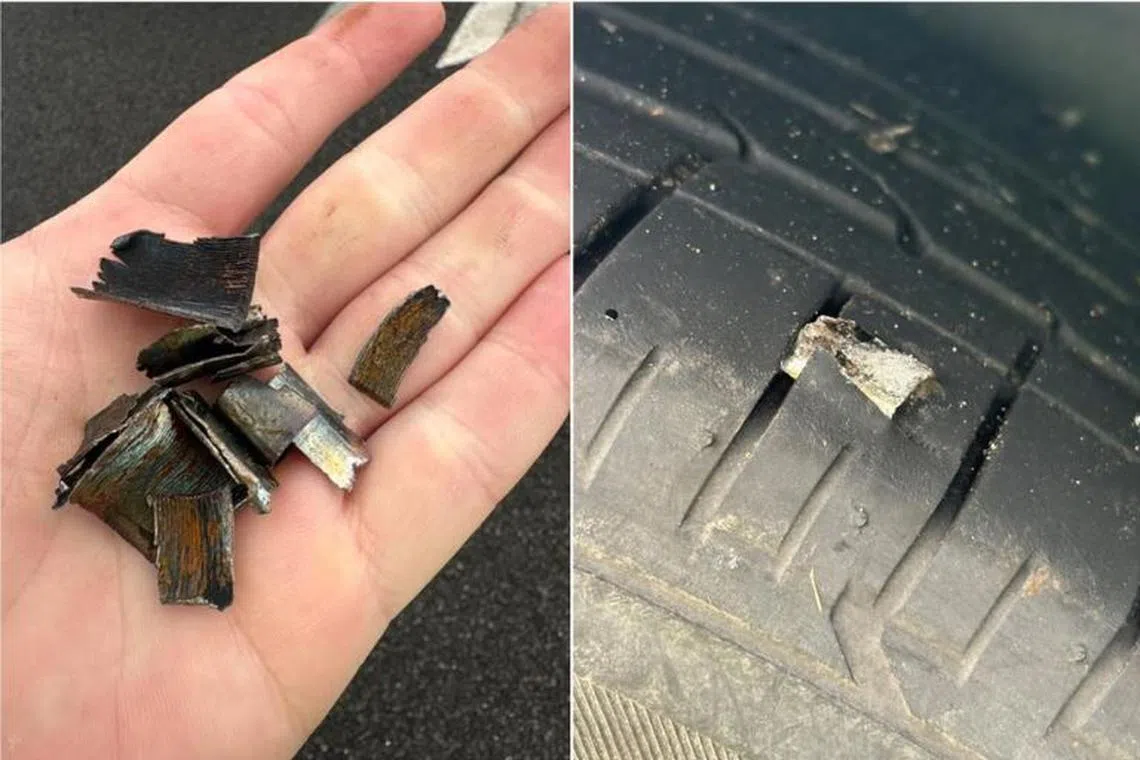 ஆஸ்திரேலிய விரைவுச்சாலையில் விழுந்த இரும்புச் சிதைவுகள் 