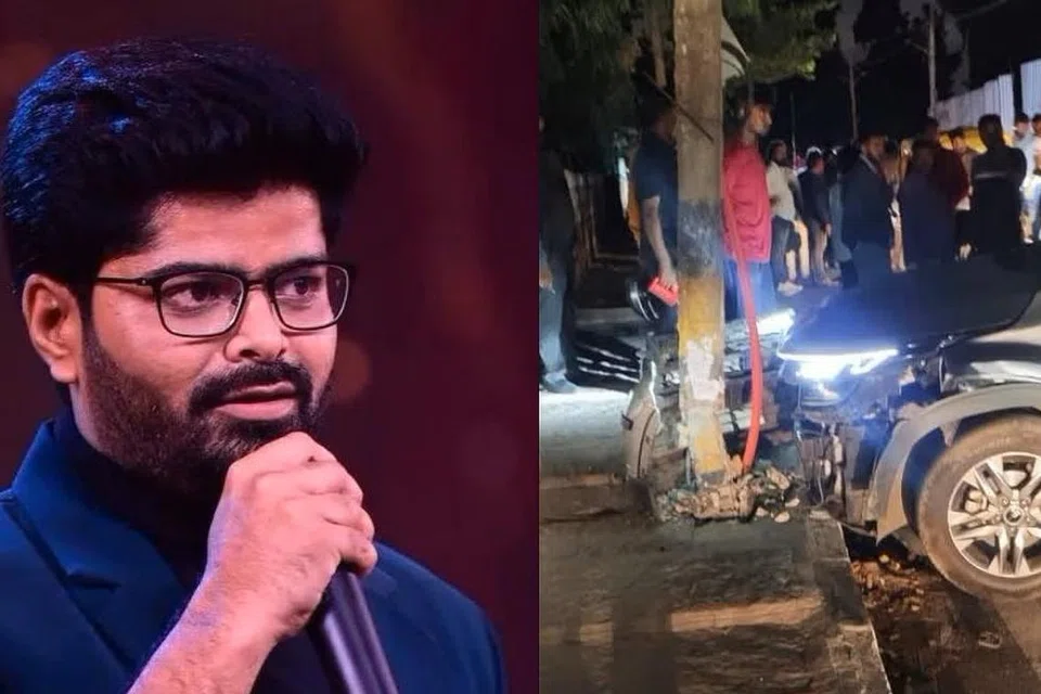நடைபாதை மீதேறிய நடிகர் நாகபூஷணாவின் கார்.