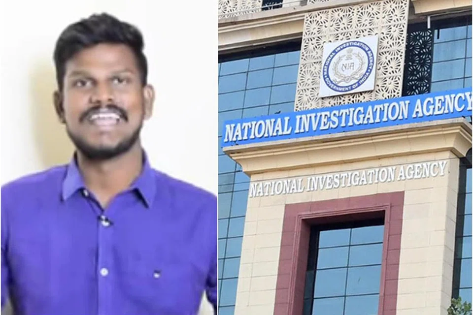 (இடது) நாம் தமிழர் கட்சி நிர்வாகி விஷ்ணு பிரதாப் வீட்டில் அதிகாலை ஐந்து மணிக்கு சோதனை தொடங்கியது. என்ஐஏ அலுவலகம்.