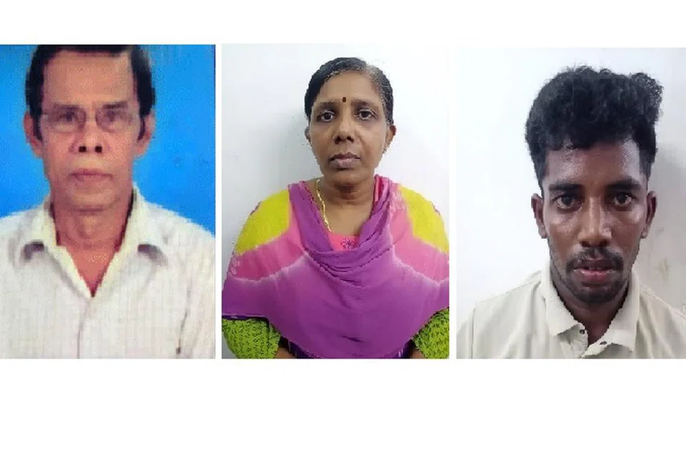 இடமிருந்து சோதிடரும் வைத்தியருமான ஜான் ஸ்டீபன், அவரைக் கொலை செய்ததாகக் கைது செய்யப்பட்ட கலையரசி, நம்பிராஜன்.