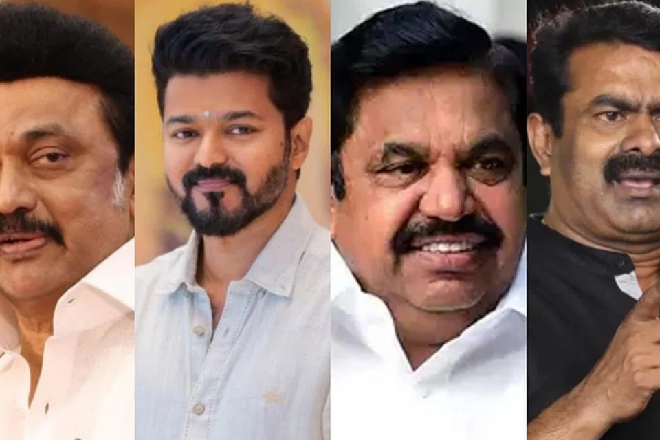 (இடமிருந்து) ஸ்டாலின், விஜய், பழனிசாமி, சீமான்.