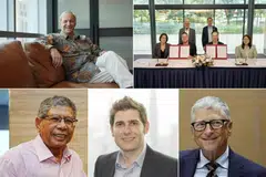 (இடமிருந்து) ரே டாலியோ, லோ டக் குவோங். (கீழ்வரிசை, இடமிருந்து) முகமட் சாலே மரிக்கான், எட்வார்டோ சாவெரின், பில்கேட்ஸ்.