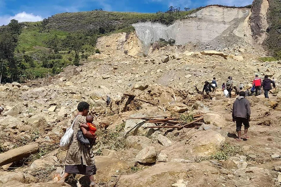 பாப்புவா நியூ கினியில் நிலச்சரிவு ஏற்பட்ட பகுதி.