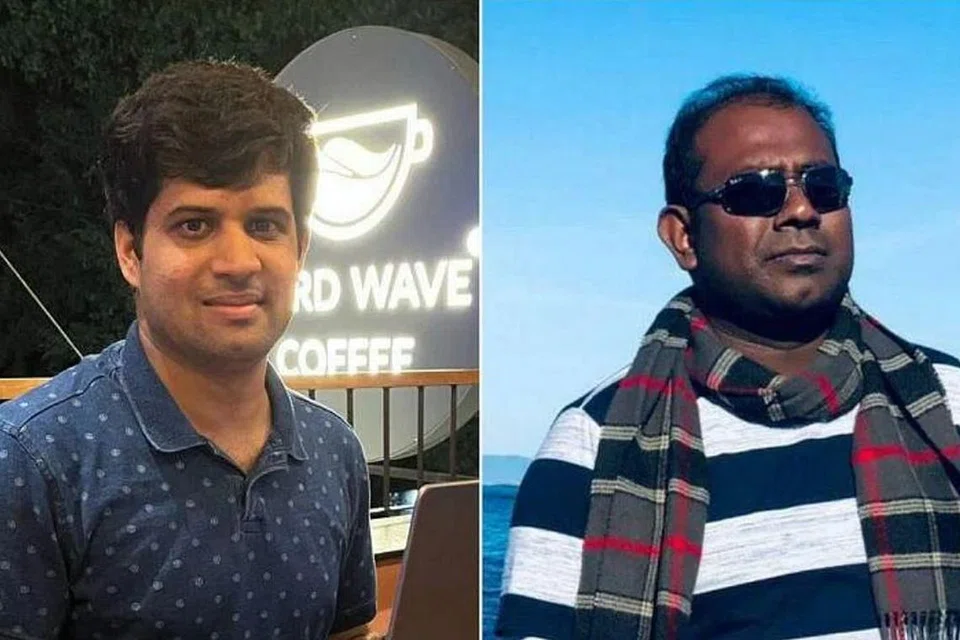 படம்: நாடு திரும்பிய இந்திய தகவல் தொழில்நுட்ப ஊழியர்கள் மனு துண்டி மற்றும் சாந்தினே‌ஷ் குமார் நாகேந்திரன். 