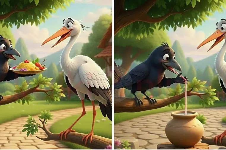 ஸ்மார்ட் (சாமர்த்தியமான) கொக்கும் நவீன காகமும்