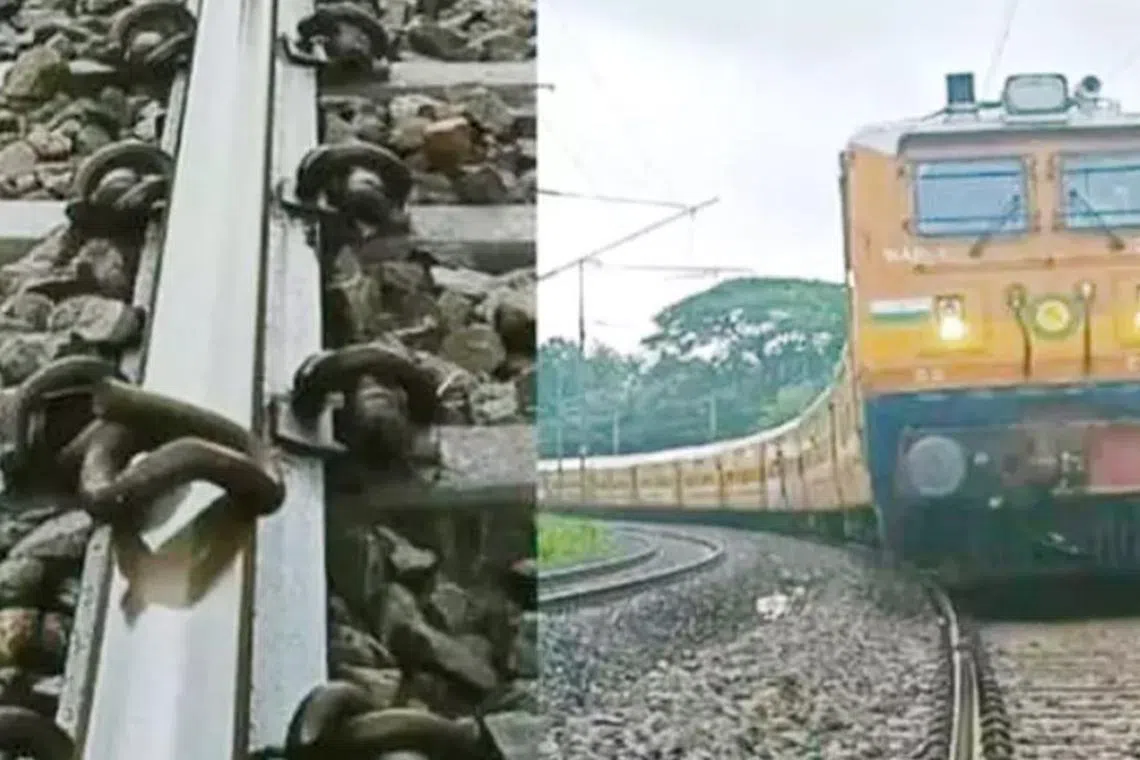 தண்டவாளத்திற்கு இடையே சுருள் இரும்புக் கம்பிகள்: அதிகாரிகள் தீவிர விசாரணை