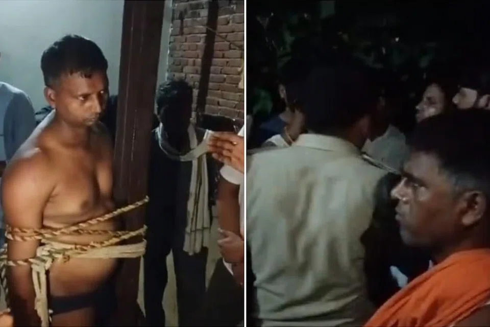 சந்தீப்பைத் தூணில் கட்டிப்போட்டு, ஊரார் நையப் புடைத்தனர்.