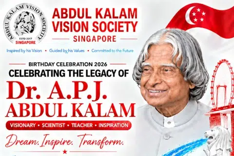 அப்துல் கலாம் விஷன் சொசைட்டி சிங்கப்பூர் அமைப்பு அப்துல் கலாமின் 95வது பிறந்தநாள் விழாவிற்கு ஏற்பாடு செய்துள்ளது.