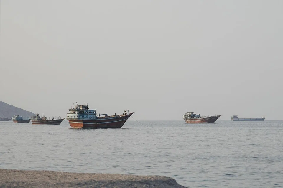 ஹோர்முஸ் நீரிணைக்கு அருகில் அமைந்துள்ள ஓமான் கடற்கரைக்கு அப்பால், வெள்ளிக்கிழமை (அக்டோபர் 2) கப்பல்கள் நங்கூரமிட்டு நிற்கின்றன