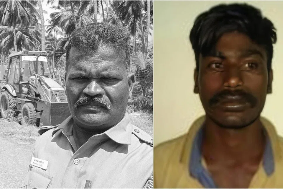 படுகொலை செய்யப்பட்ட காவல்துறை உதவி ஆய்வாளர் சண்முகவேல், என்கவுன்டரில் கொல்லப்பட்ட மணிகண்டன் (வலது). 