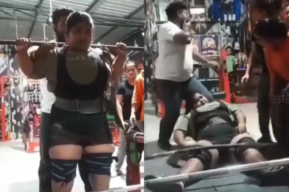 எடையைத் தூக்கியபோது அது நழுவி யஷ்திகாவின் கழுத்தின்மீது விழுந்தது.