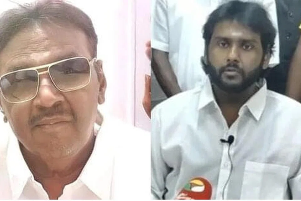 தேமுதிக தலைவர் விஜயகாந்த் (இடது) அவரது மகன் விஜய பிரபாகரன்.
