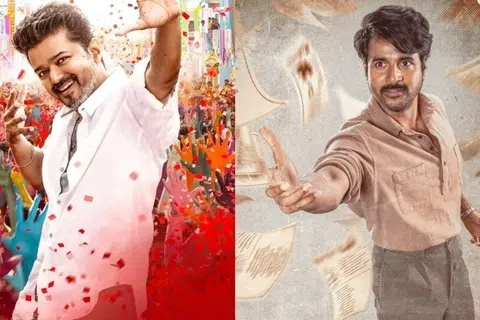 ‘ஜனநாயகன்’, ‘பராசக்தி’ படச் சுவரொட்டிகள்.