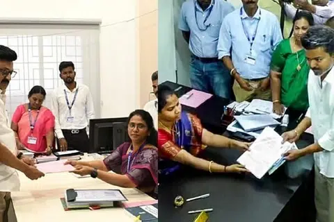 முதல்வர் மு.க. ஸ்டாலின் கொளத்தூர் தொகுதியிலும் தவெக தலைவர் விஜய் பெரம்பூர் தொகுதியிலும் வேட்பு மனு தாக்கல் செய்தனர்.