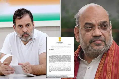 காங்கிரஸ் தலைவர் ராகுல் காந்தி, பாஜகவின் இந்திய உள்துறை அமைச்சர் அமித்‌ஷா. 