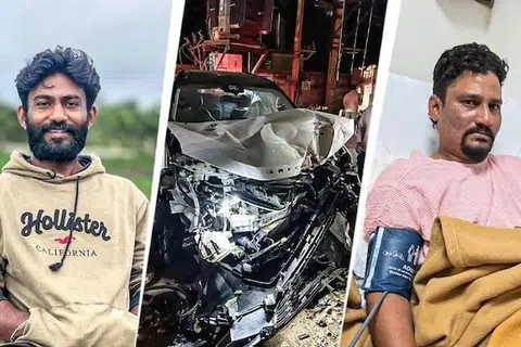 பிரசாந்தை (இடது) கொல்லும் முயற்சியில் ரோஷன் (வலது) வேண்டுமென்றே தனது காரை ஒரு மரத்தில் மோதினார்.