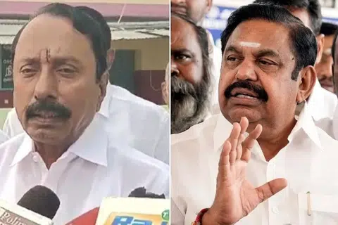 தவெக மாநில நிர்வாகக்குழு தலைமை ஒருங்கிணைப்பாளர் செங்கோட்டையன், அதிமுக பொதுச் செயலாளர் எடப்பாடி பழனிசாமி.