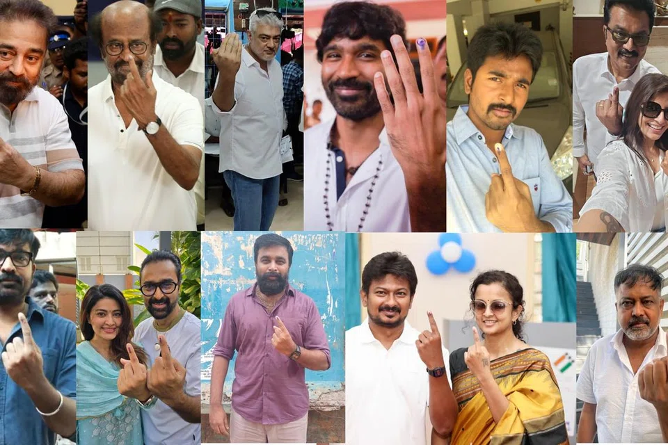 வாக்குப் பதிவு செய்த நடிகர்கள்.