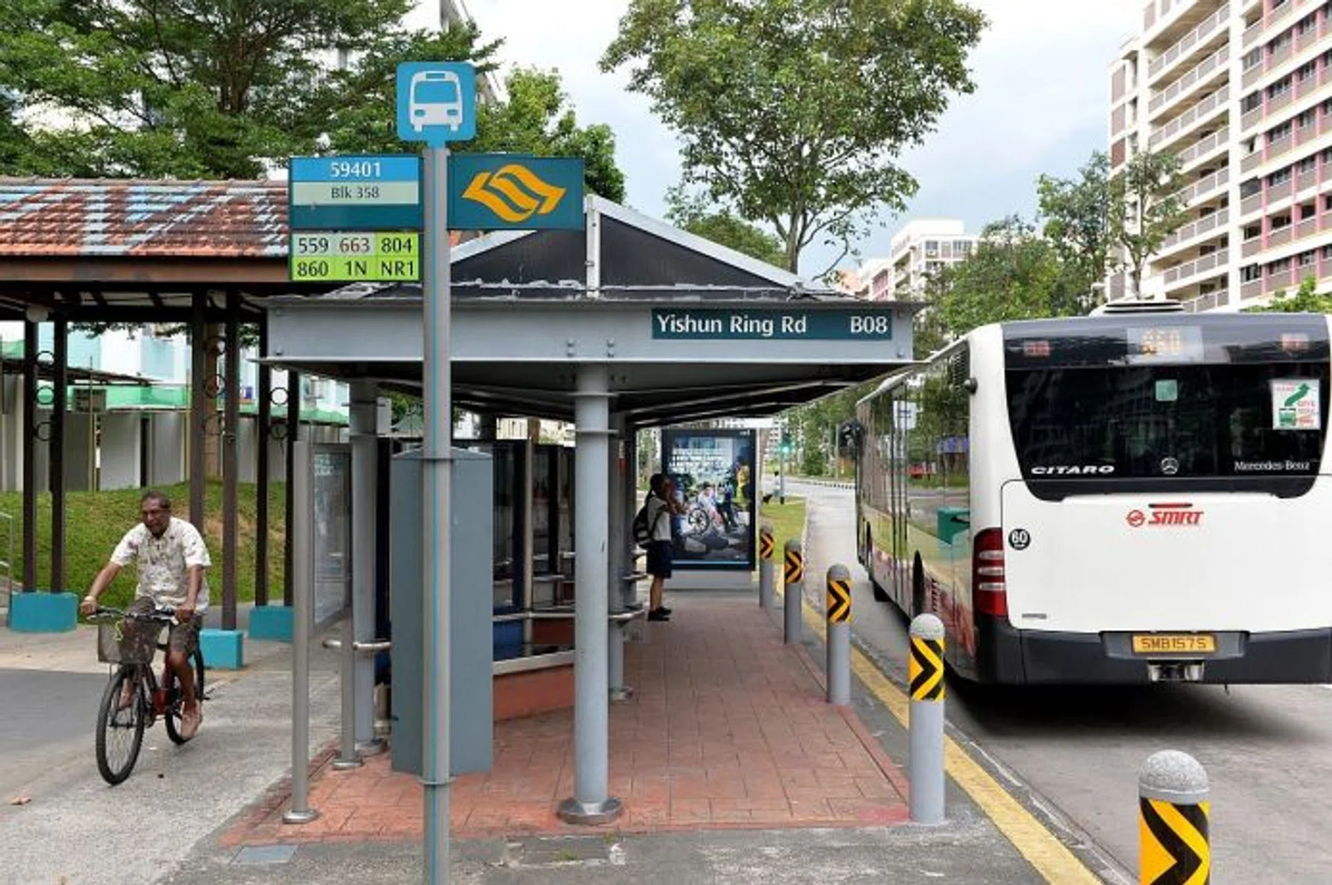 STOP: The bus stop at Block 358, Yishun Ring Road where Budiman Shah Mohd Noorel Azman flashed one of his victims.