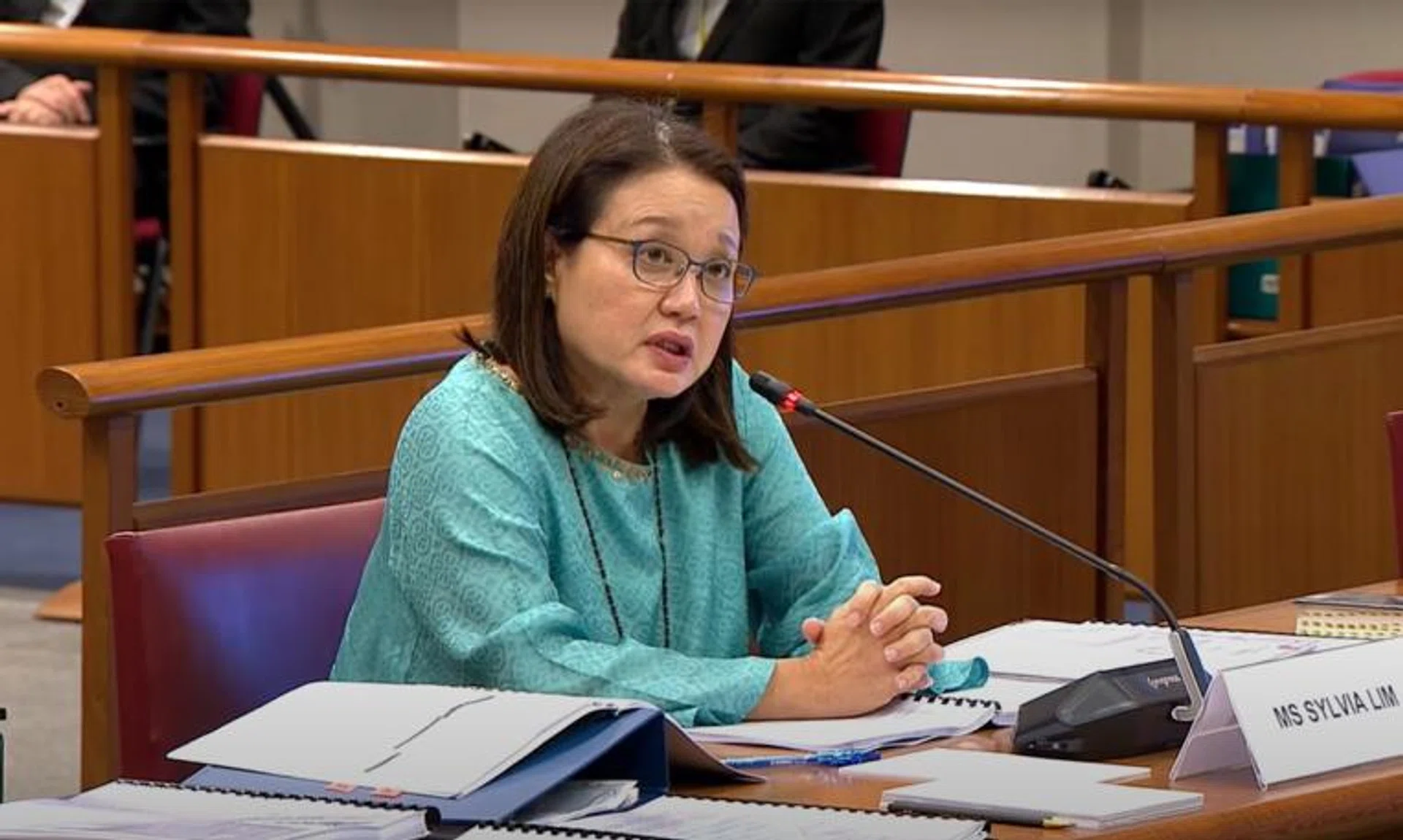 WP chairman Sylvia Lim speaking at the Committee of Privileges hearing on Dec 13, 2021.