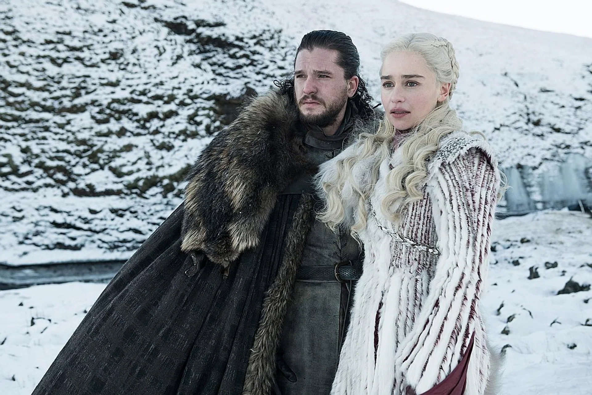 (From left) Kit Harington as Jon Snow and Emilia Clarke as Daenerys Targaryen.