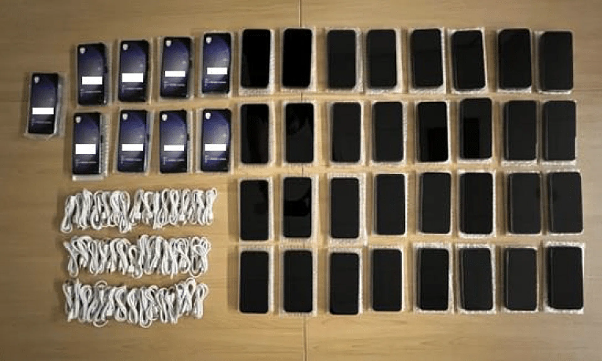 Items believed to be counterfeit that were seized by the police for investigations.