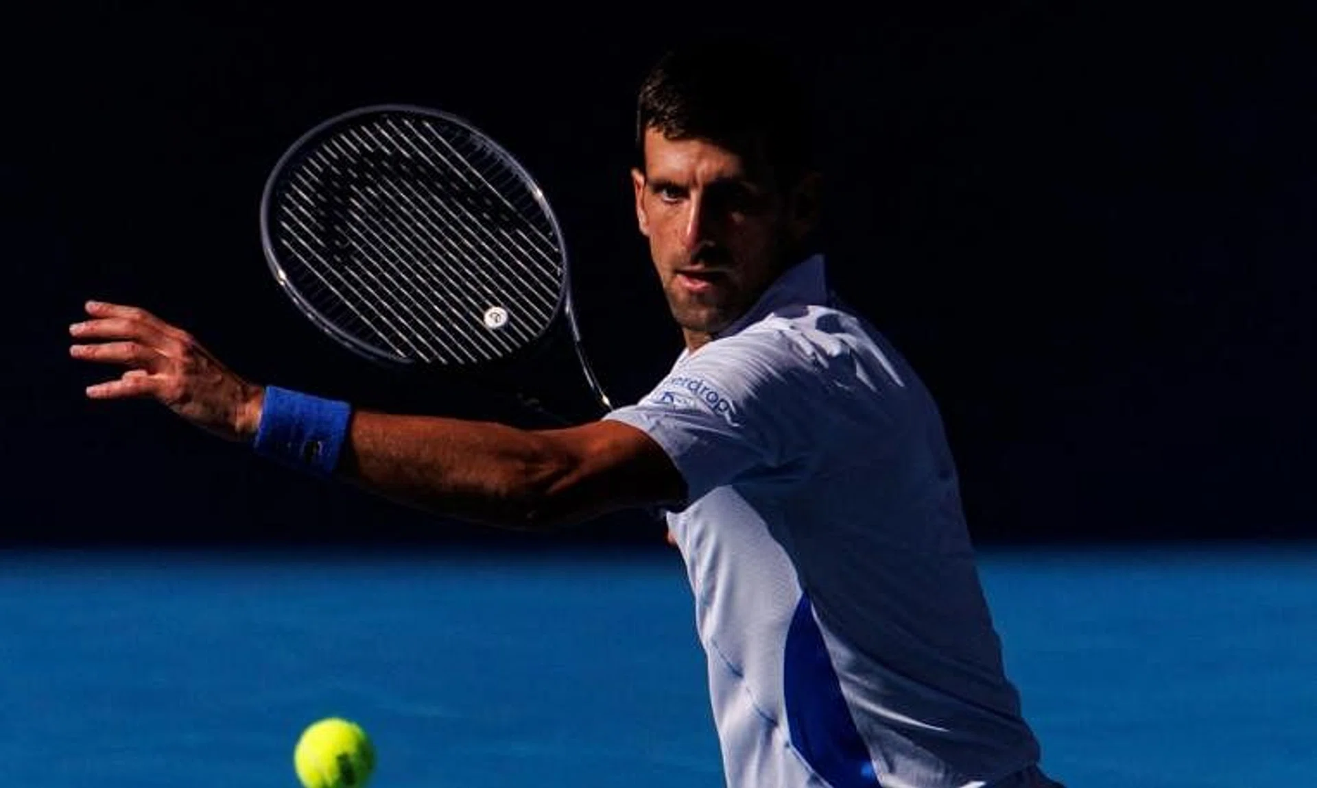 FILE PHOTO: Jan 26, 2024; Melbourne, Victoria, Australia;   Novak Djokovic of Serbia in action against Jannik Skinner of Italy in the semi-finals of the men?s singles at the Australian Open. Mandatory Credit: Mike Frey-USA TODAY Sports/File Photo