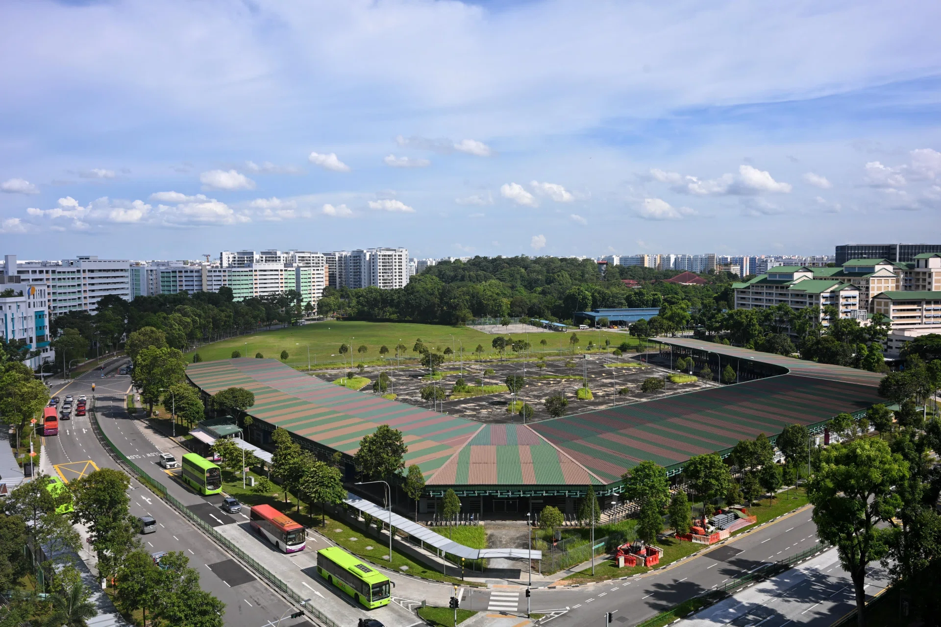 The former Yishun temporary bus interchange (centre) will be demolished by April 2027 to make way for new homes.