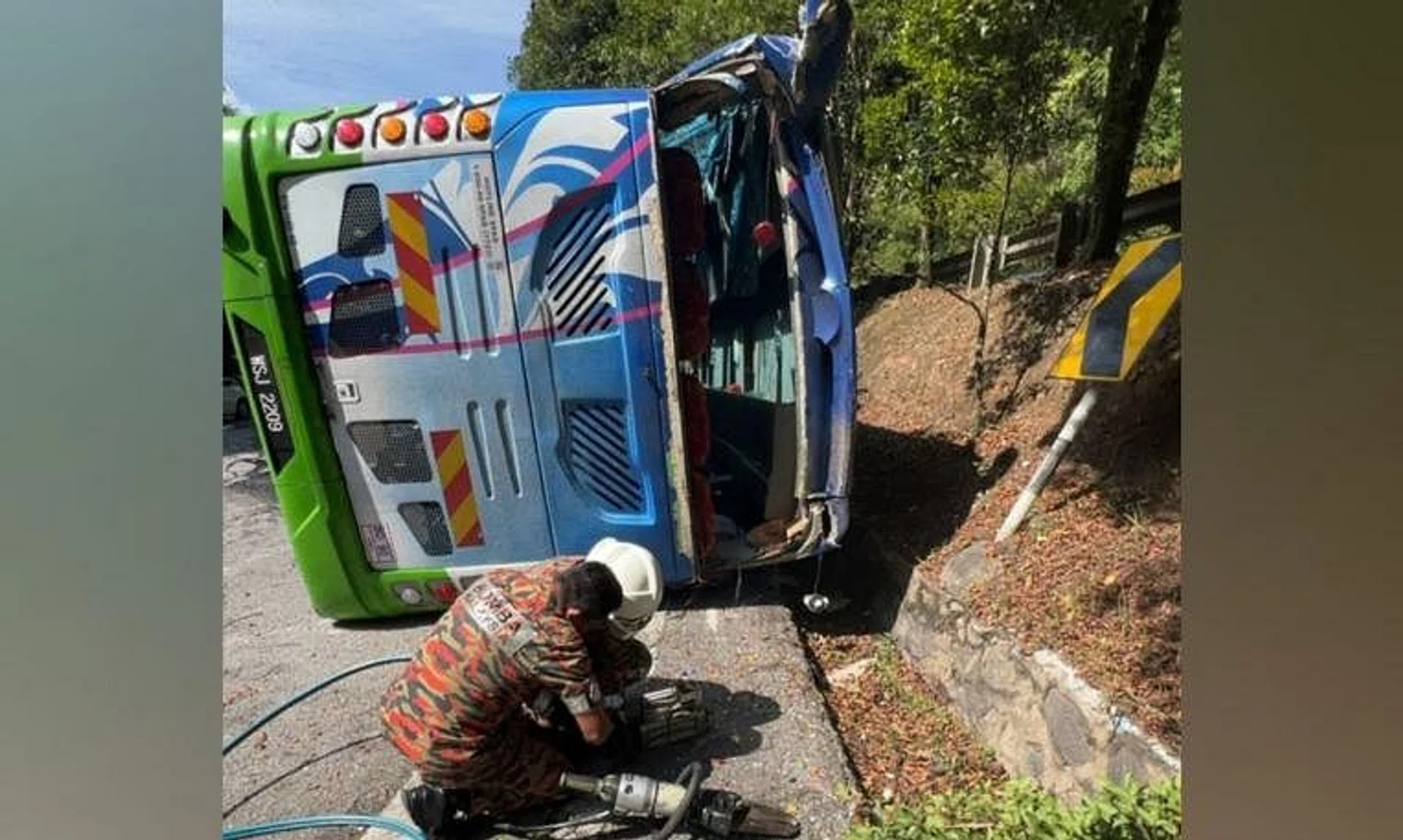 The tour bus was carrying 21 people – 18 Chinese tourists and three Malaysians – when the accident occurred at about 10.40am on June 29.