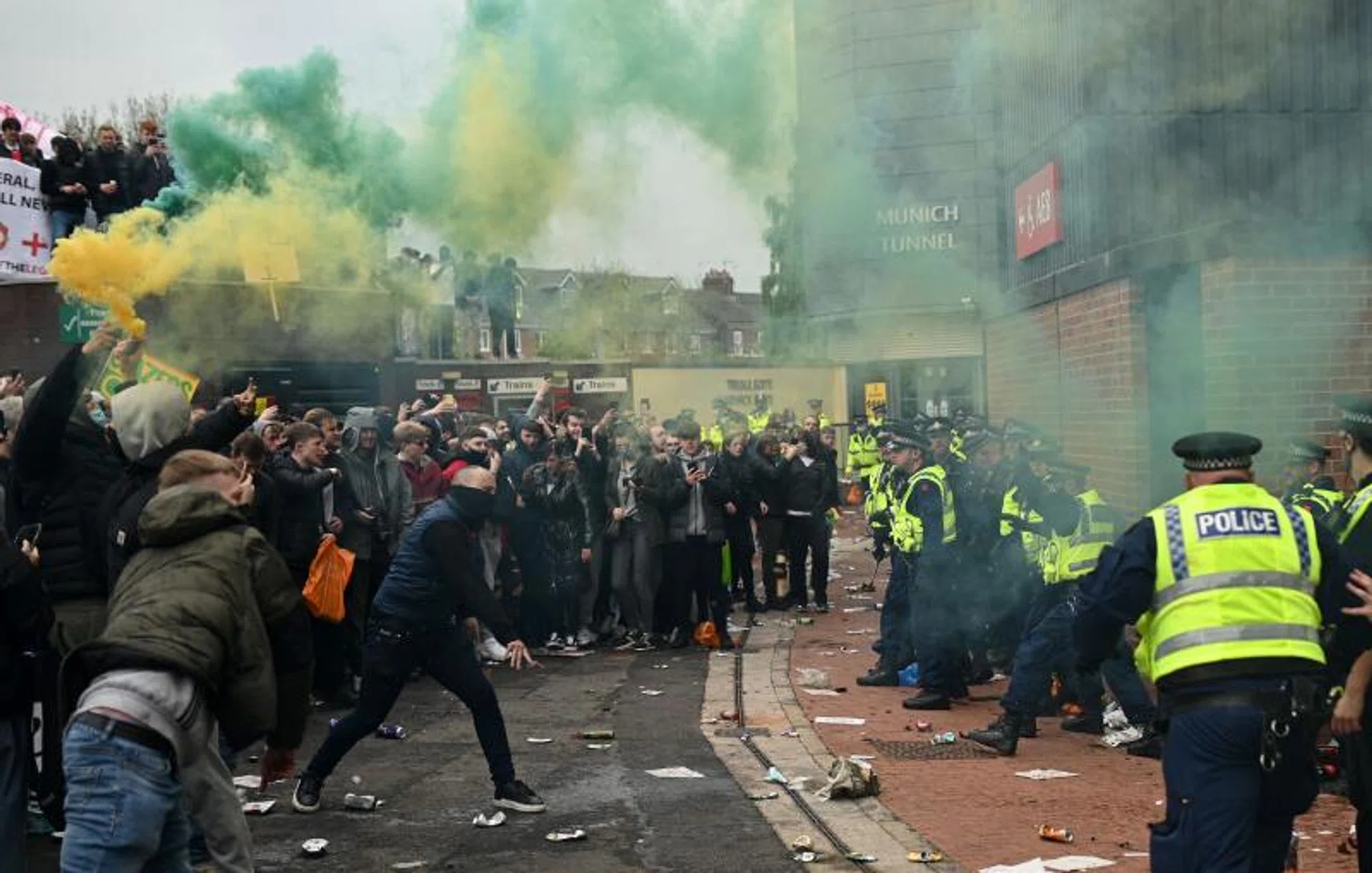 The European Super League prompted fan protests such as the one that caused the clash between Manchester United and Liverpool to be postponed.