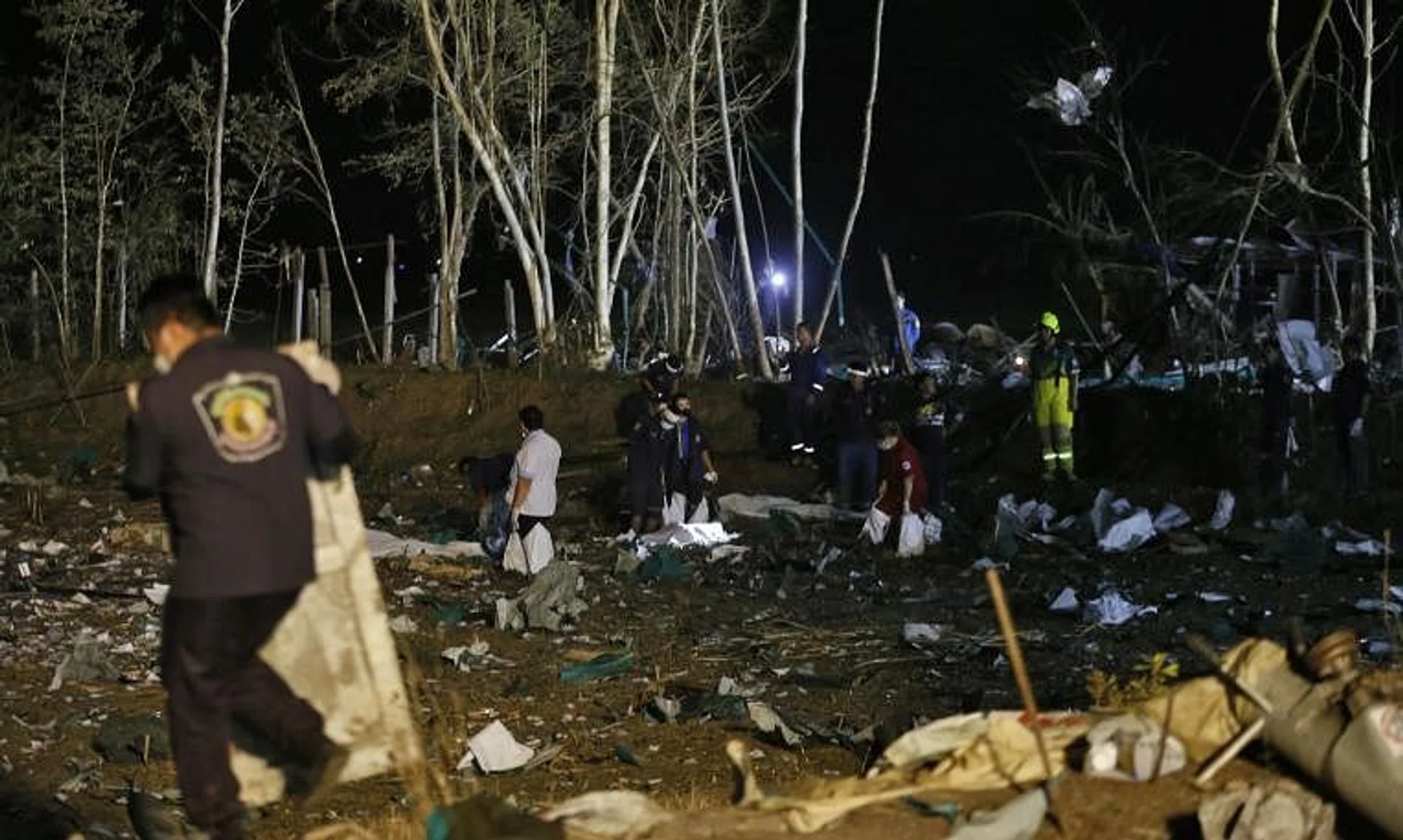 Thai police officers work at the site of the mid-afternoon blast, near Sala Khao township, in Thailand's Suphan Buri province., on Jan 17.