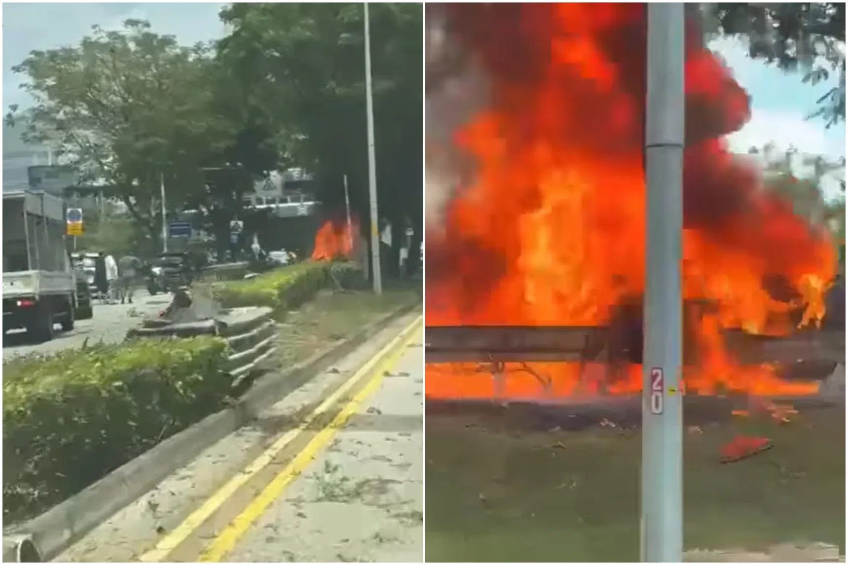 Person trapped and died in car fire on Nicoll Highway