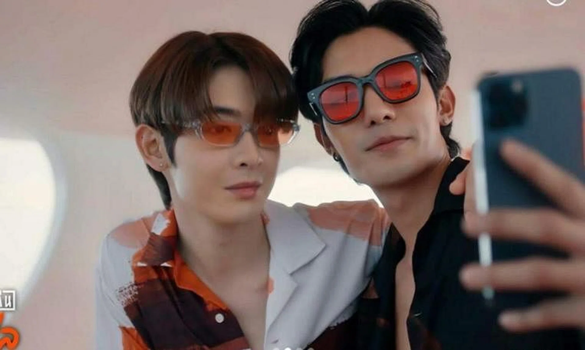 Thai actors James Supamongkon Wongwisut (left) and Net Siraphop Manithikhun from the series Bed Friend. 