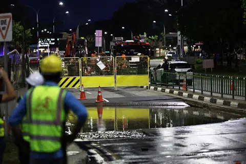The Singapore Civil Defence Force said it had responded to an incident in the area, and one person has been taken to Raffles Hospital.