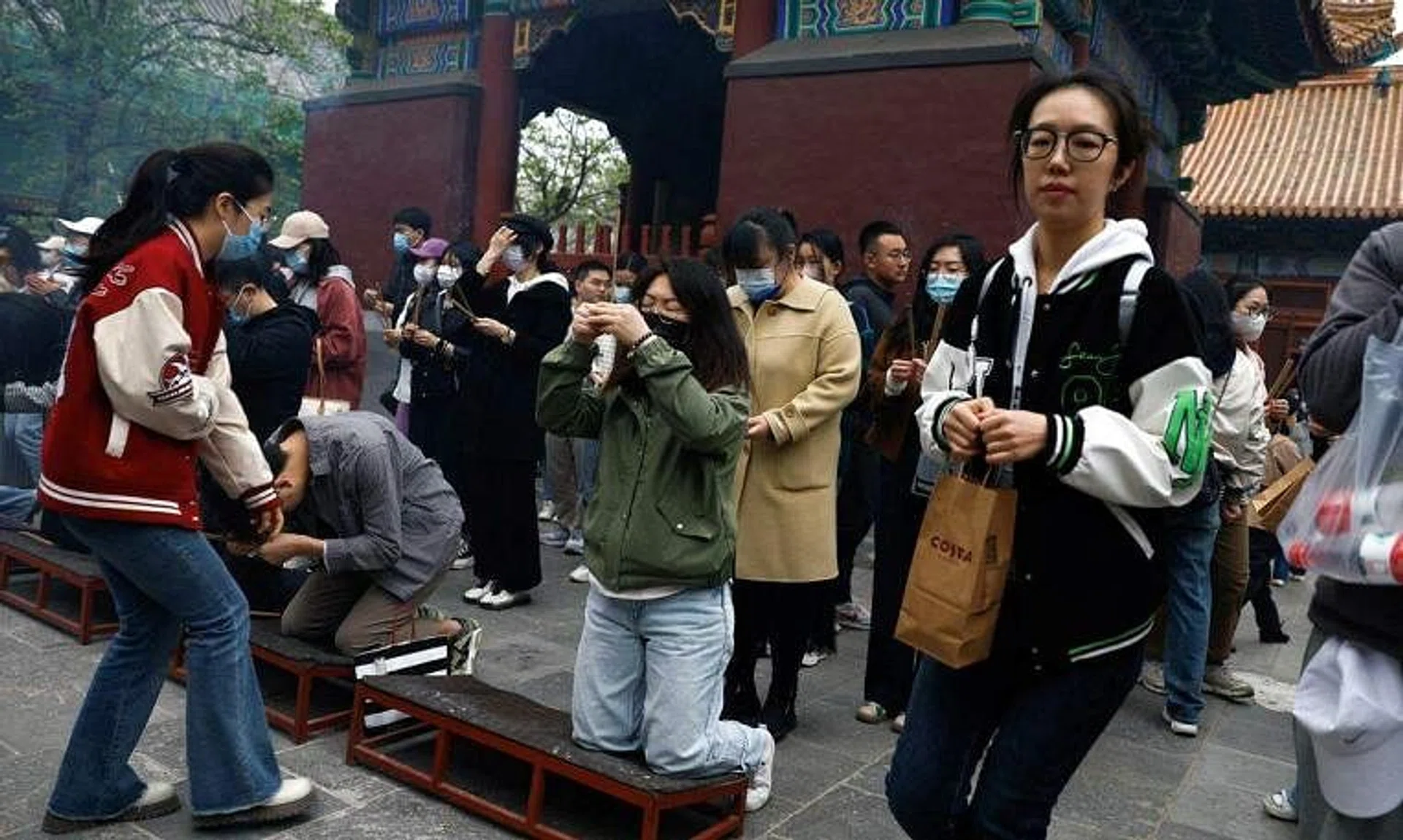 Data showed Chinese temple visits more than quadrupled in 2023 compared with 2022.