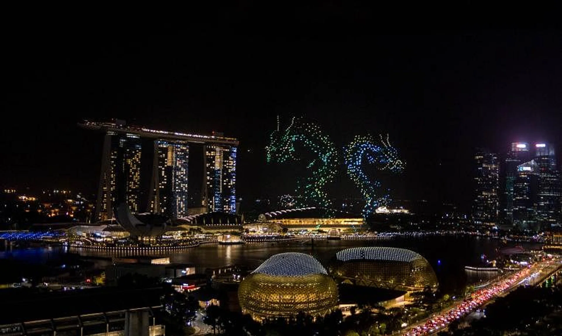 The drone show by Marina Bay Sands (MBS), originally scheduled for Feb 17 has been brought forward to Feb 15.