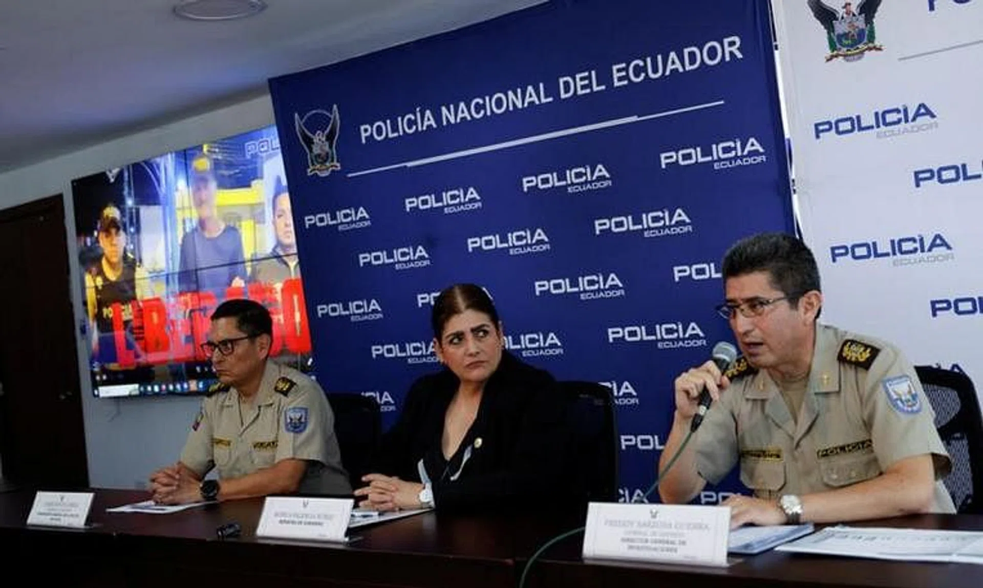 Ecuador's Minister of Government Monica Palencia addresses the media after Colin Armstrong, a businessman and Britain's former honorary consul in Guayaquil, was rescued by police after he was kidnapped on Saturday, in Quito, Ecuador December 20, 2023. REUTERS/Karen Toro
